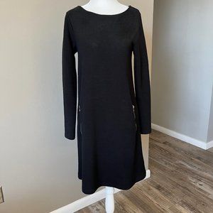 Dress - GAP Mini Black Three Quarter Sleeve Shift Dress, Size: XS